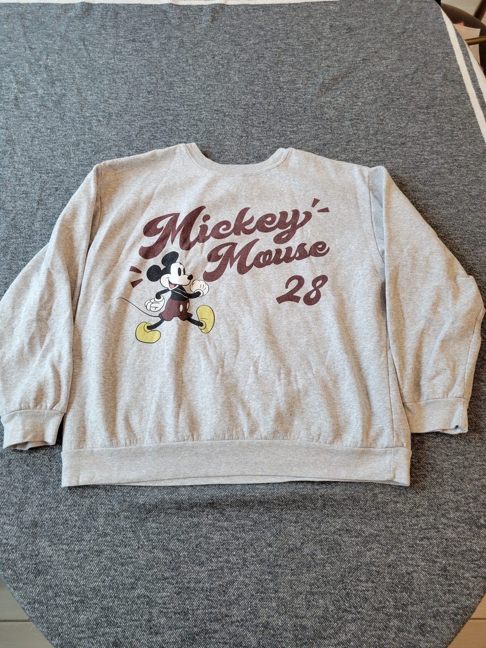 Disney Gray Crewneck Sweatshirt with Maroon Script & Yellow Accents
